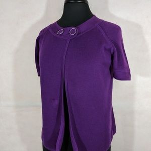 Purple Cardigan Womens M Double Button Cape Bolero